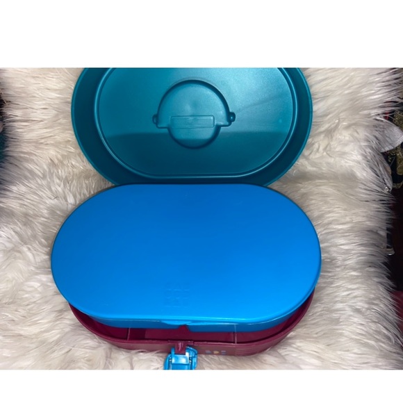 Vintage CABOODLES 80s/90s Teal & Pink Makeup Train Case with Mirror - Picture 4 of 6